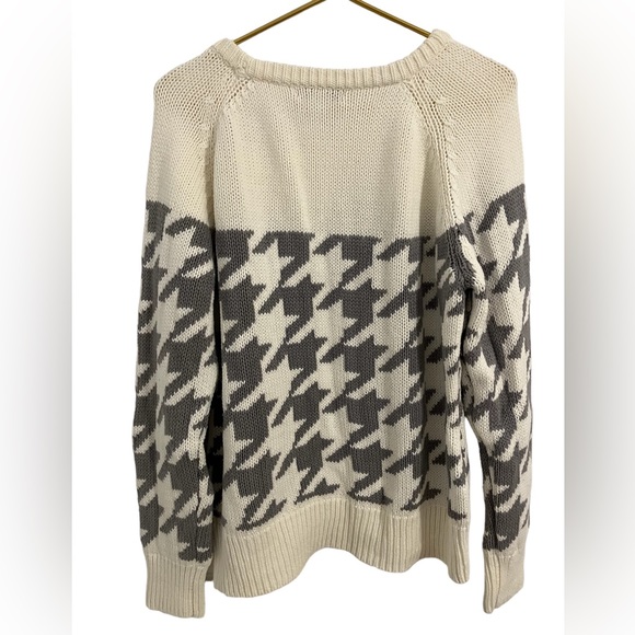 Liz Claiborne Houndstooth pattern sweater, knit size XL cream and gray - Picture 4 of 8